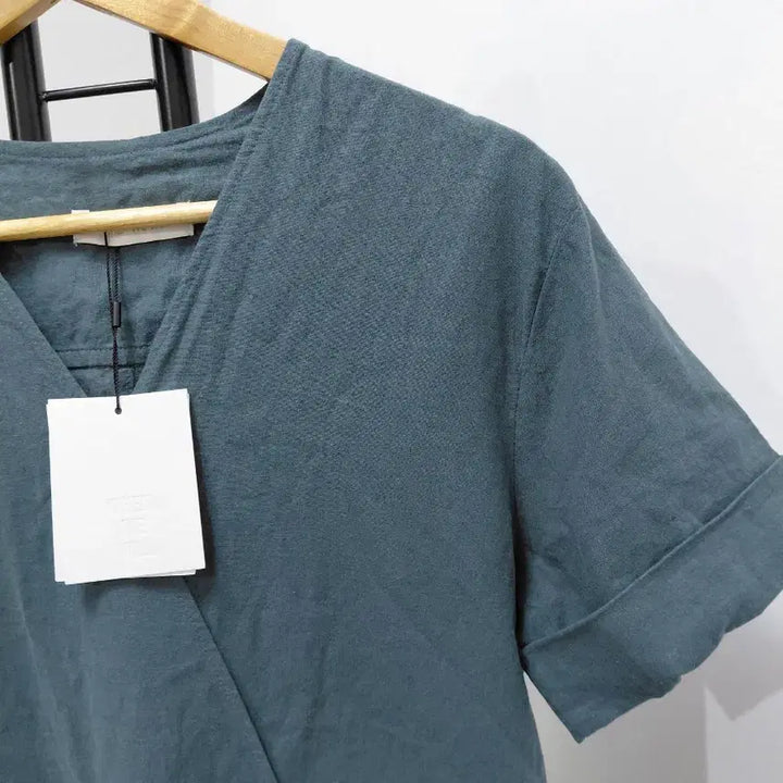 [BUNJANG] Linen Teal Wrap Jumpsuit / 린넨 청록색 랩 점프수트