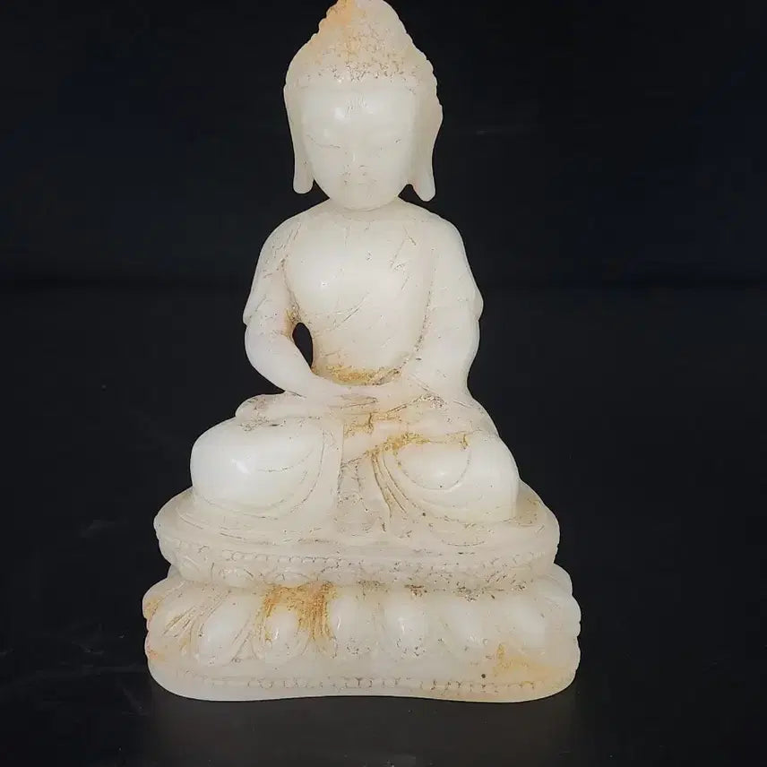 [BUNJANG] Natural White Jade Buddha Statue 15.4cm Height / 천연원석 백옥 부처님 높이15.4cm폭10.2cm 중국도자기