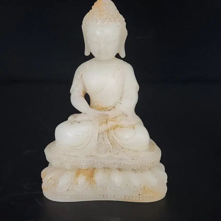 [BUNJANG] Natural White Jade Buddha Statue 15.4cm Height / 천연원석 백옥 부처님 높이15.4cm폭10.2cm 중국도자기
