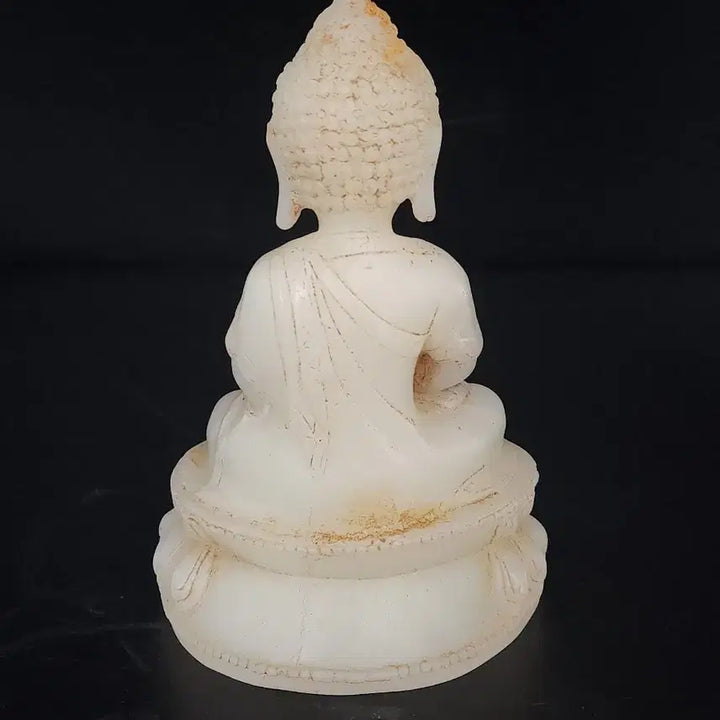 [BUNJANG] Natural White Jade Buddha Statue 15.4cm Height / 천연원석 백옥 부처님 높이15.4cm폭10.2cm 중국도자기