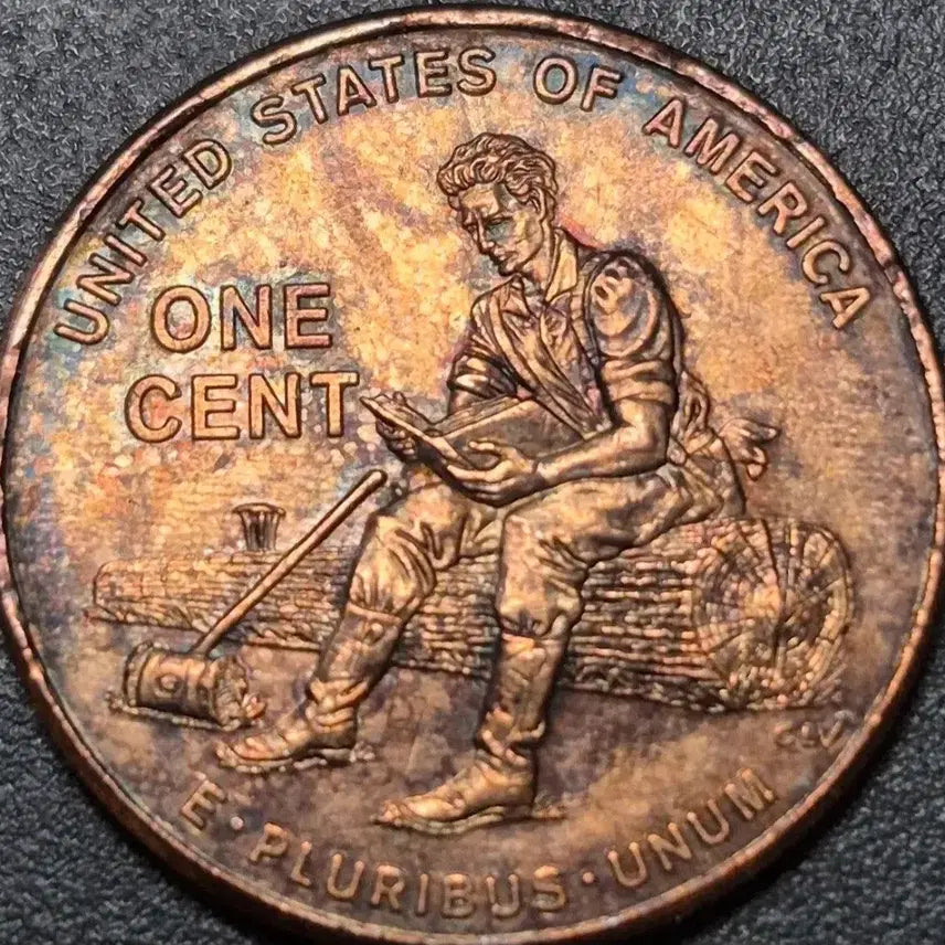 [BUNJANG] 2009 P Lincoln Cent Rainbow Toned Coin / 2009년 P링컨 센트. 무지개 토닝  주화 핑거. 더블다이