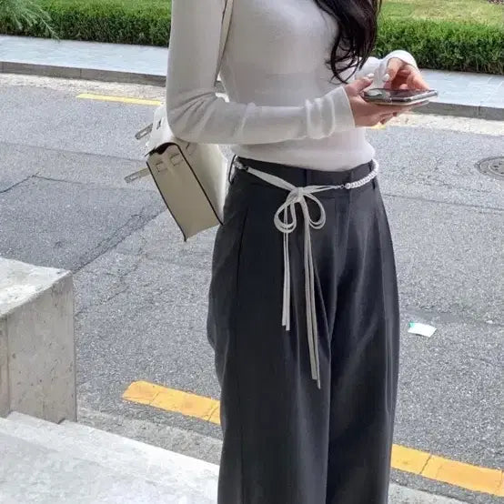 [BUNJANG] Le Plain Ribbon Belt White / 르플레인 리본벨트 화이트