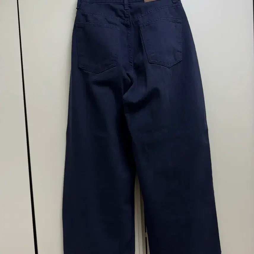 [BUNJANG] Slowmood Wide Pintuck Denim Pants Navy (Short Version, Size S) / 슬로우무드 와이드 핀턱 데님 팬츠 네이비 s (숏버전)