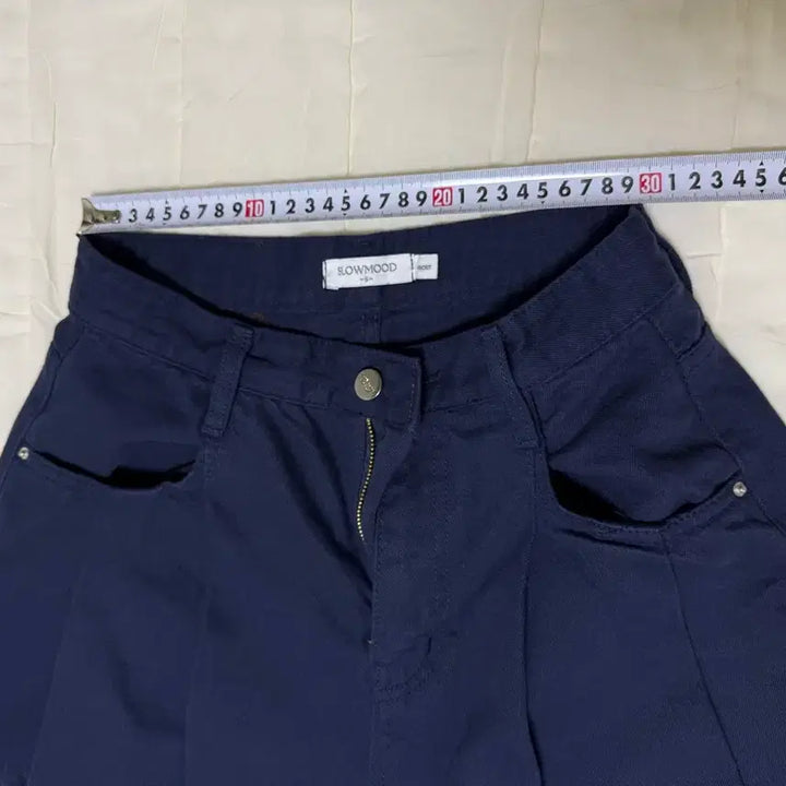 [BUNJANG] Slowmood Wide Pintuck Denim Pants Navy (Short Version, Size S) / 슬로우무드 와이드 핀턱 데님 팬츠 네이비 s (숏버전)