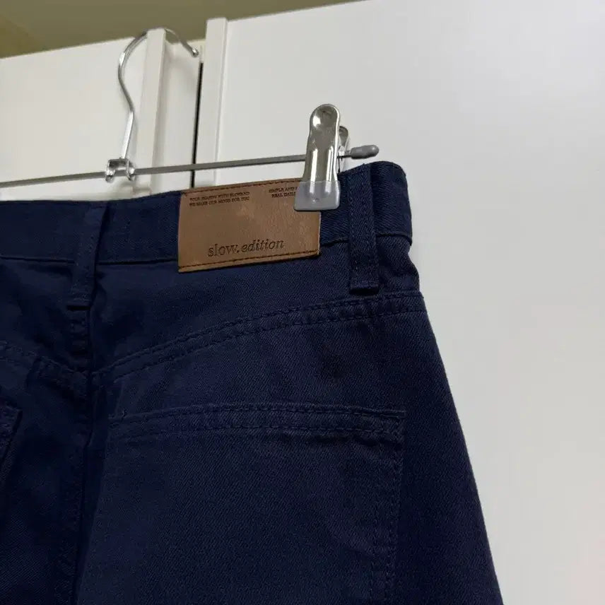 [BUNJANG] Slowmood Wide Pintuck Denim Pants Navy (Short Version, Size S) / 슬로우무드 와이드 핀턱 데님 팬츠 네이비 s (숏버전)