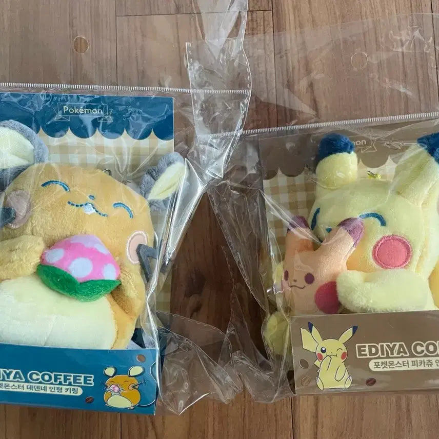 [BUNJANG] Pokemon Ediya Collaboration Pikachu, Dedenne Doll Keyring (Sealed) Bundle Set / 포켓몬 이디야 인형키링 피카츄, 데덴네 미개봉 일괄 판매합니다