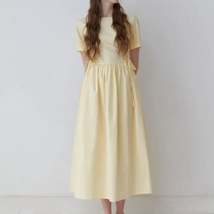 [BUNJANG] Riel Peach Corset Yellow Dress / 리엘 피치 코르셋 옐로우 원피스