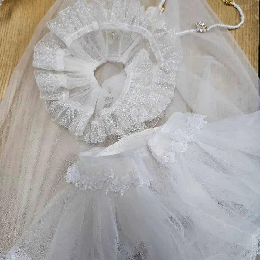 [BUNJANG] 20cm Doll Wedding Dress Set with Veil and Flower Skirts / 솜인형 웨딩드레스+면사포+구름한잔가득히 꽃치마 2벌