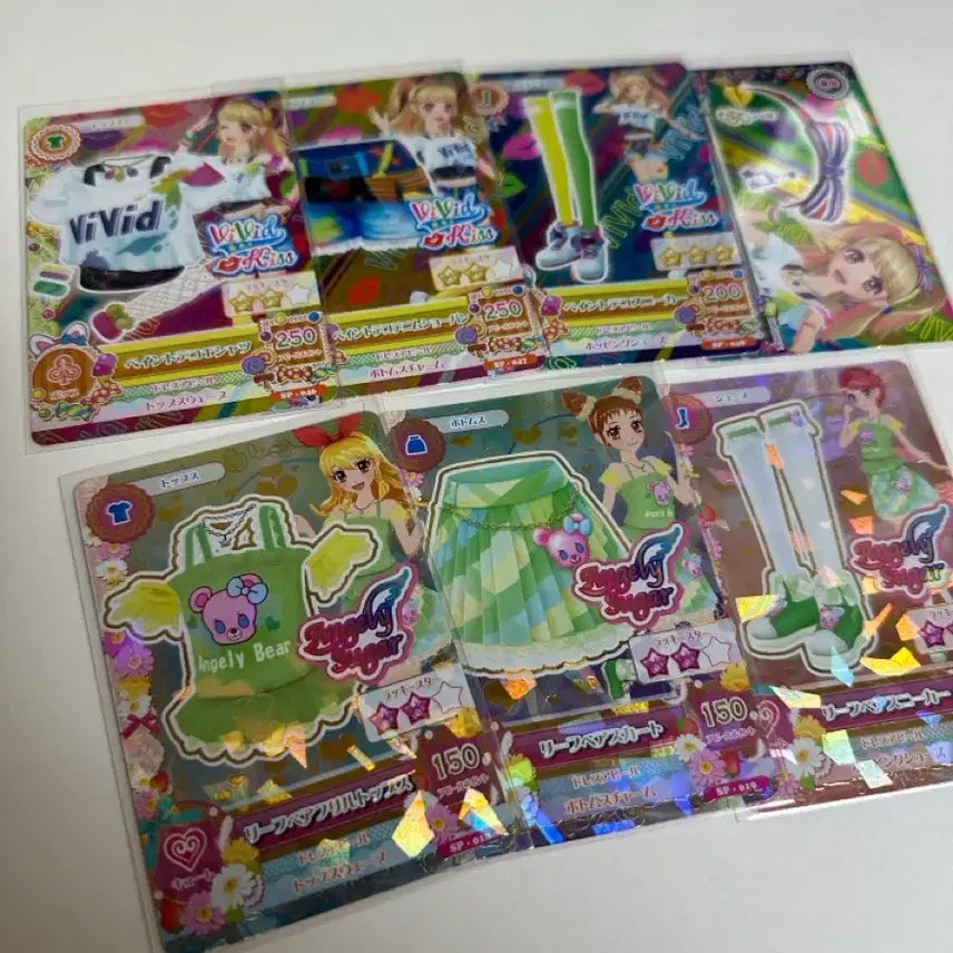 [BUNJANG] Aikatsu! Angelic Sugar Leaf Bear Paint Deco Tracksuit Bundle Set Cards / 아이카츠 아이엠스타 엔젤리슈가 리프 베어 페인트 데코 체육복 등 일괄판매