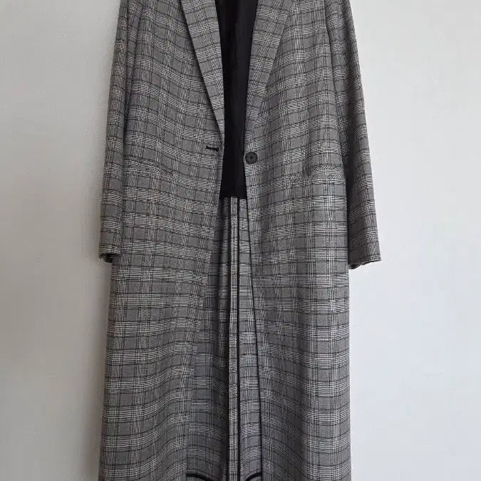 [BUNJANG] NAIN Check Pattern Long Coat - Size S / 나인) 체크 패턴 롱 코트 S