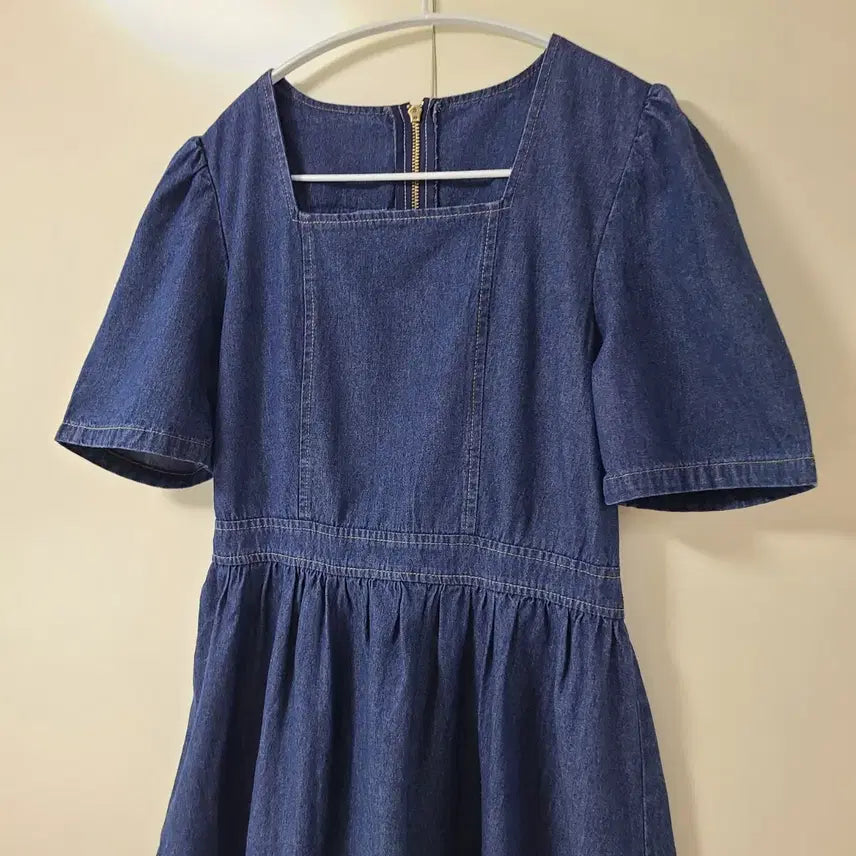 [BUNJANG] Square Neck Denim Dress (New) / 스퀘어넥 데님 원피스 S (새것)