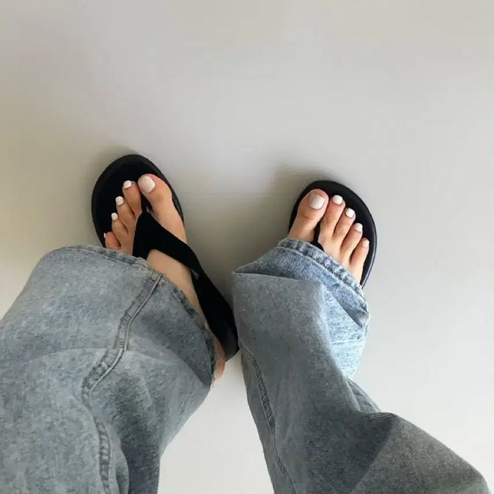 [BUNJANG] Black Suede Cushion Slides - 230 / [새상품] 블랙 스웨이드 쿠션 쪼리 230