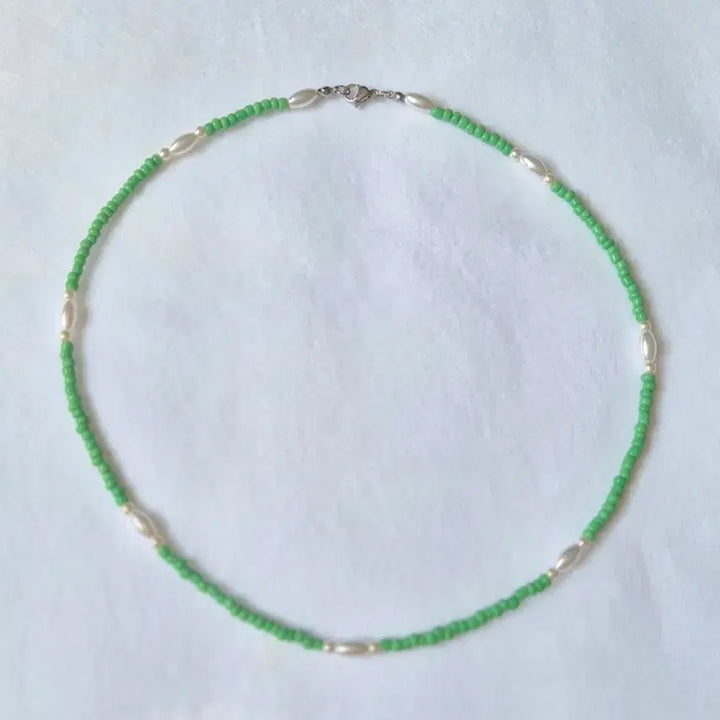 [SOLD OUT] 그린 시드 비즈 진주 목걸이