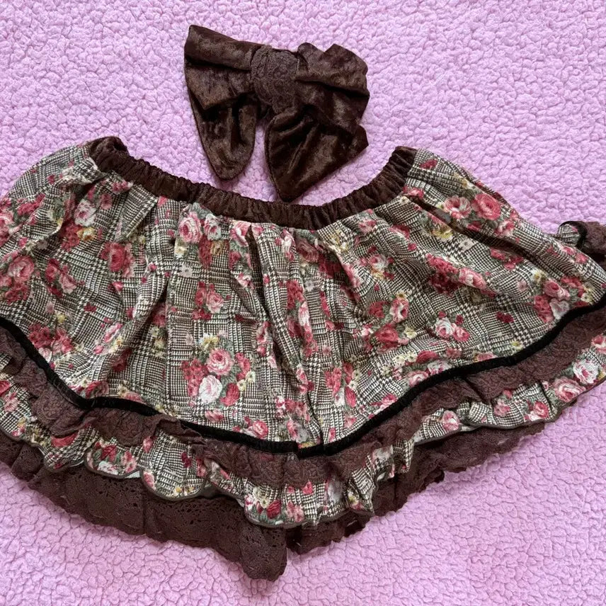 [BUNJANG] Liz Lisa Classic Floral Check Culottes / 리즈리사 고전 대장 스카판 큐롯 히메카지 히메갸루 라떼갸루 플로럴
