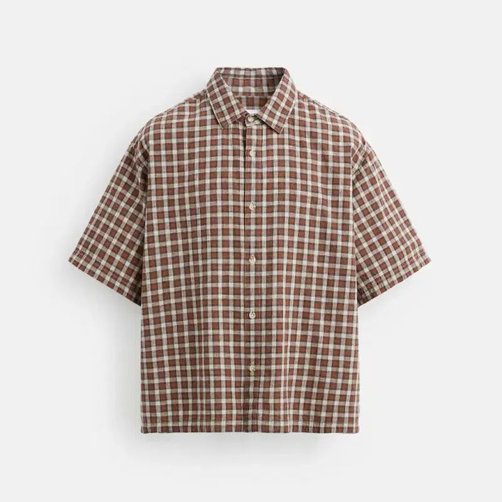 [BUNJANG] ZARA Check Structured Short Sleeve Shirt XL / [XL] 자라 체크 스트럭처 반팔 셔츠