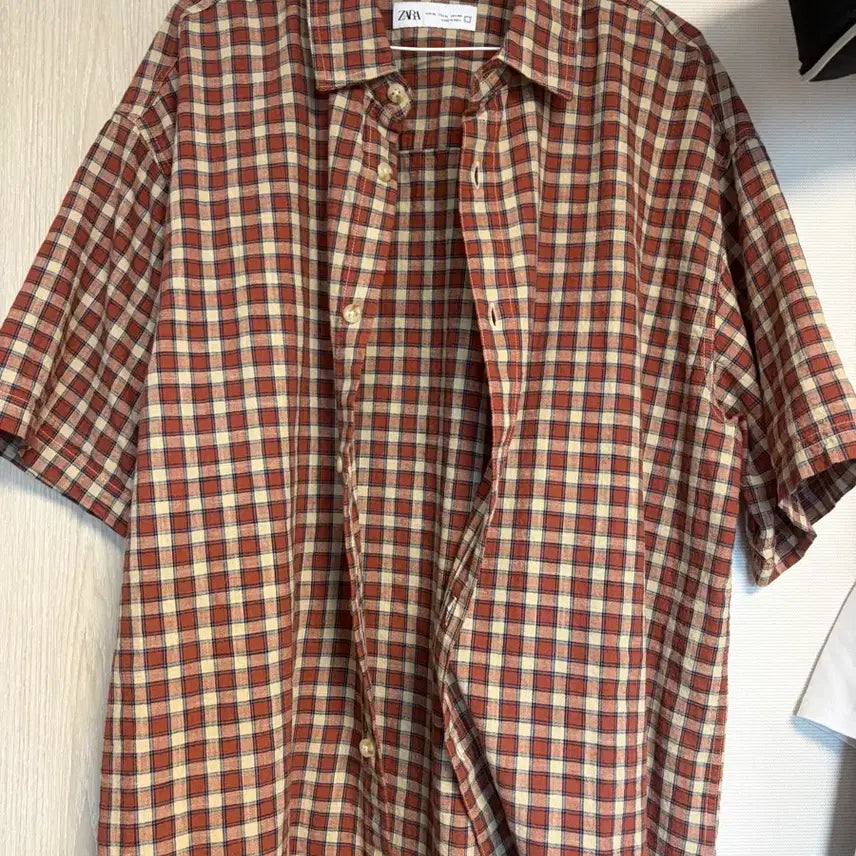 [BUNJANG] ZARA Check Structured Short Sleeve Shirt XL / [XL] 자라 체크 스트럭처 반팔 셔츠