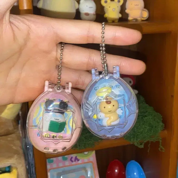 [BUNJANG] Rare 1996 1997 Japanese Vintage Tamagotchi Mimitchi Tenshitchi Angel Keychain / 초레어! 일본 1996 1997 고전 다마고치 미미치 키링 텐시치 엔젤