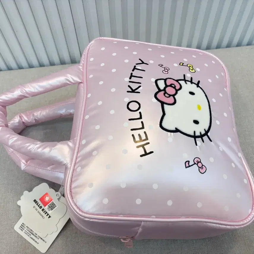 [SOLD OUT] 헬로키티 핑크 도트 패턴 패딩 가방