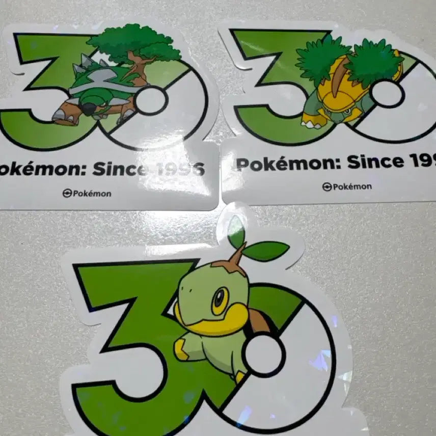 [BUNJANG] Pokemon 30th Anniversary Logo Sticker Evolution Set (Appletun, Flapple, Torterra) / 포켓몬스터 30주년 로고 스티커 모부기 수풀부기 토대부기 진화트리 세트
