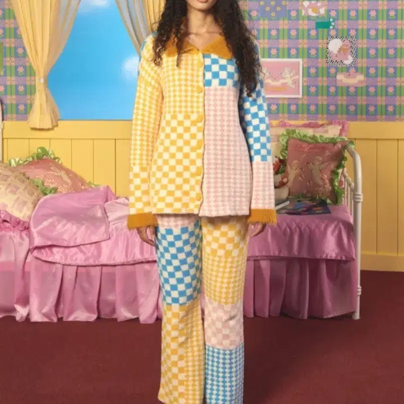 [BUNJANG] Wiggle Wiggle Pastel Patchwork Pajama Set / 위글위글 파스텔 패치워크 파자마세트 제니파자마 조이파자마