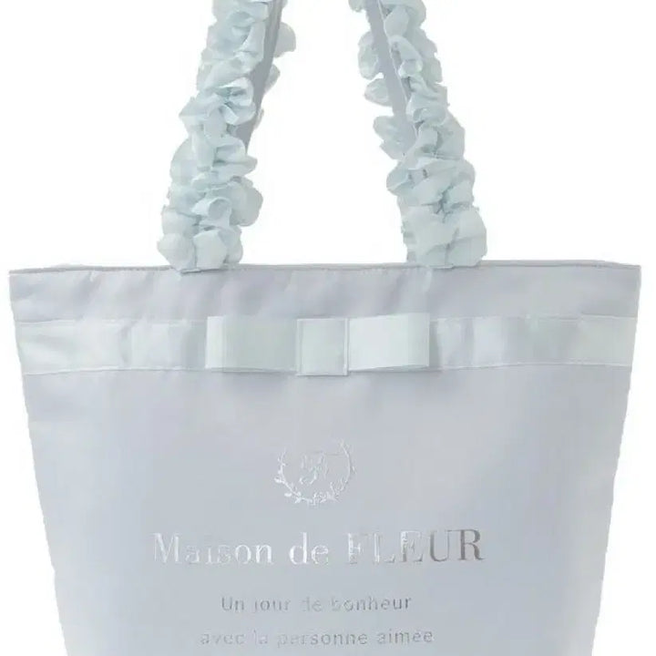 [BUNJANG] Maison de FLEUR Logo Frill Handle Tote Bag M Light Blue / 메종드플뢰르 로고 프릴 핸들 토트백 M사이즈 라이트블루