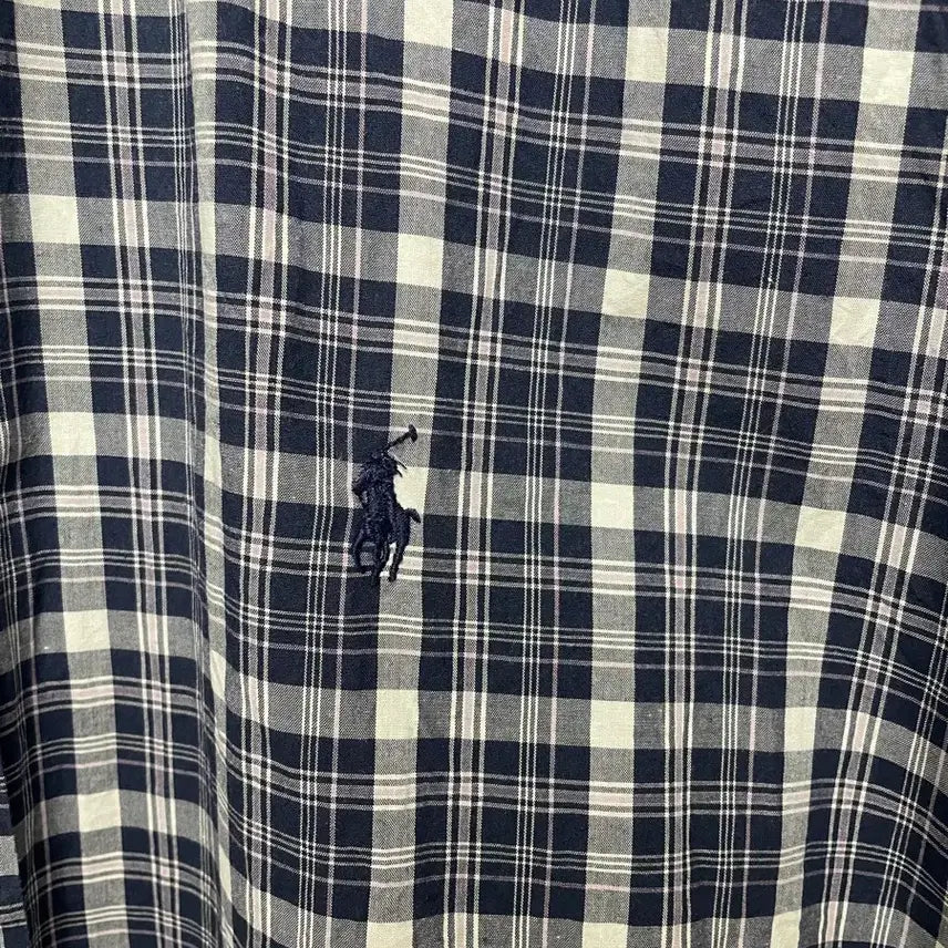 [SOLD OUT] no.201 폴로 랄프로렌 타탄체크 블루 반팔 셔츠 xxl