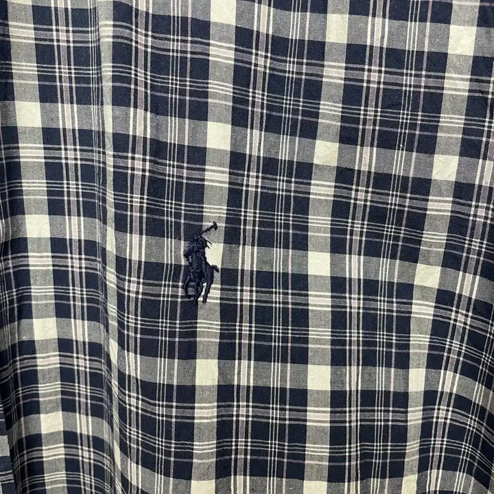 [SOLD OUT] no.201 폴로 랄프로렌 타탄체크 블루 반팔 셔츠 xxl