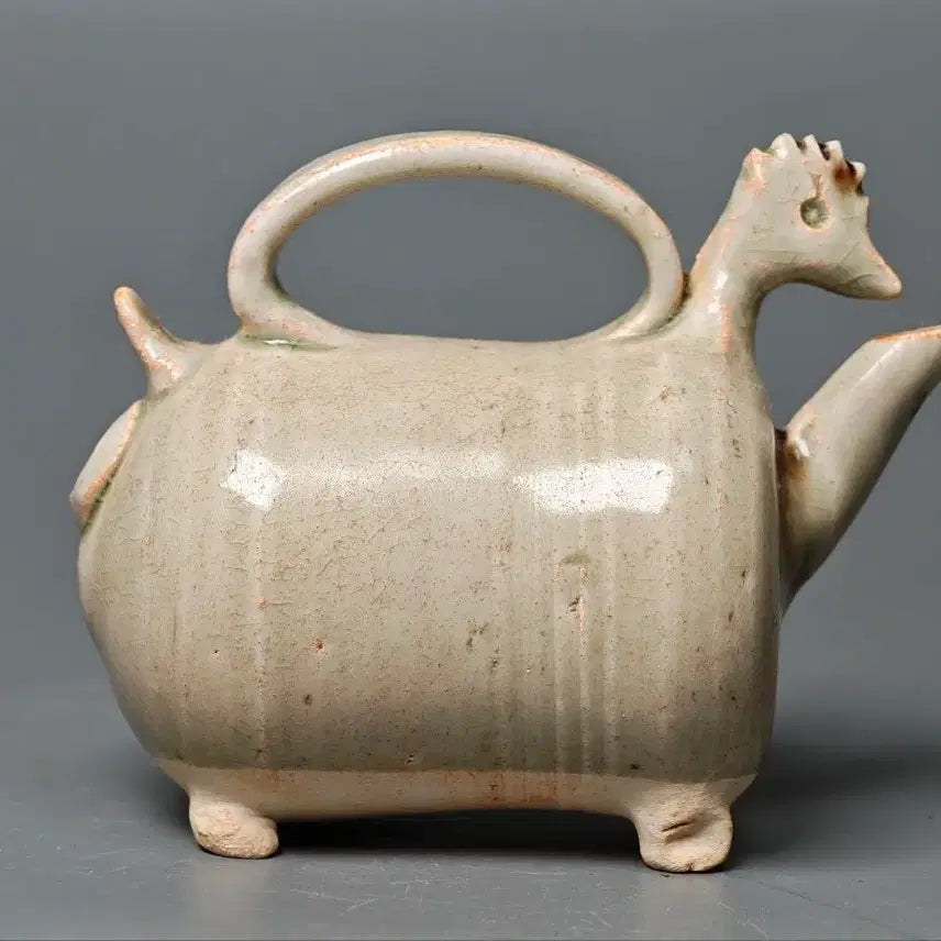 [BUNJANG] Song Dynasty Celadon Rooster-Shaped Ewer with Four Legs, Excavated Item, Chinese Ceramic / [진품] 송대 청자 계수형 사족 주자 주전자 출토품 중국도자기 골동품