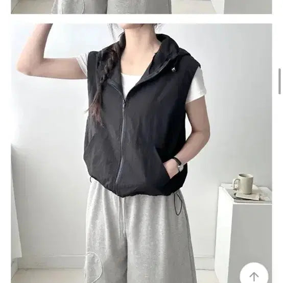 [SOLD OUT] 에이블리 스트링 후드 집업 조끼