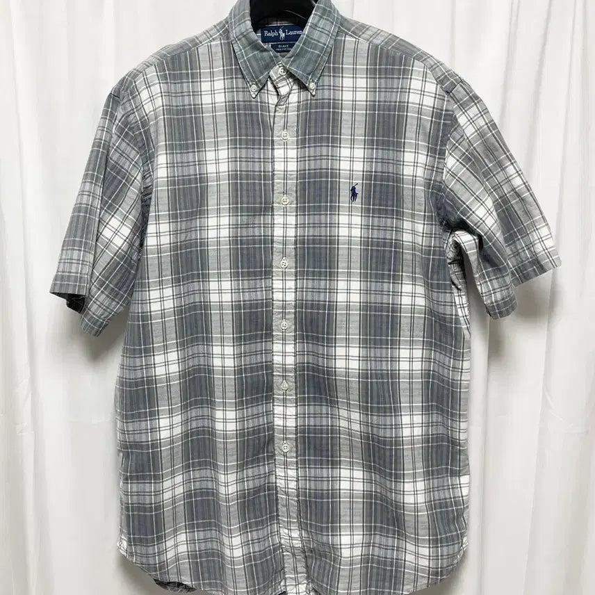 [SOLD OUT] no.202 폴로 랄프로렌 타탄체크 그레이반팔셔츠xxl
