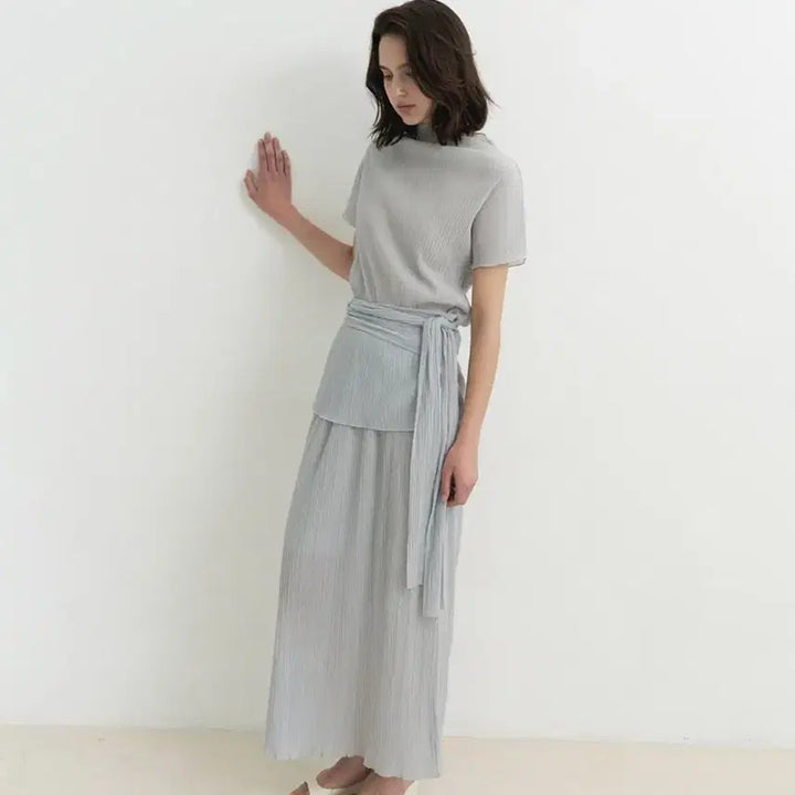 [BUNJANG] Torte Pleated Wrap Top Blouse / 새상품 토르테 플리츠 랩 탑 블라우스 랩 하객룩