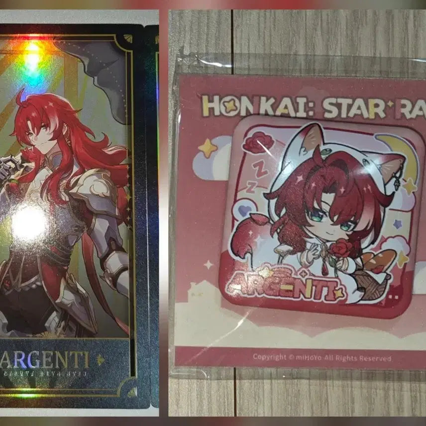 [BUNJANG] Honkai Star Rail Argenti Male Dormitory Square Badge &amp; Character Card / 붕괴 스타레일 아젠티 남자기숙사 사각 뱃지 &amp; 캐릭터카드