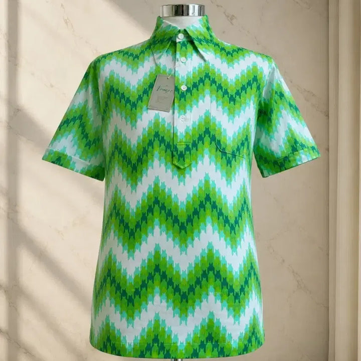 [BUNJANG] Vonex Vintage Zigzag Pattern Short Sleeve Shirt M (95) / (정품/새상품) Vonex 빈티지 패턴 반팔 셔츠 / M (95)