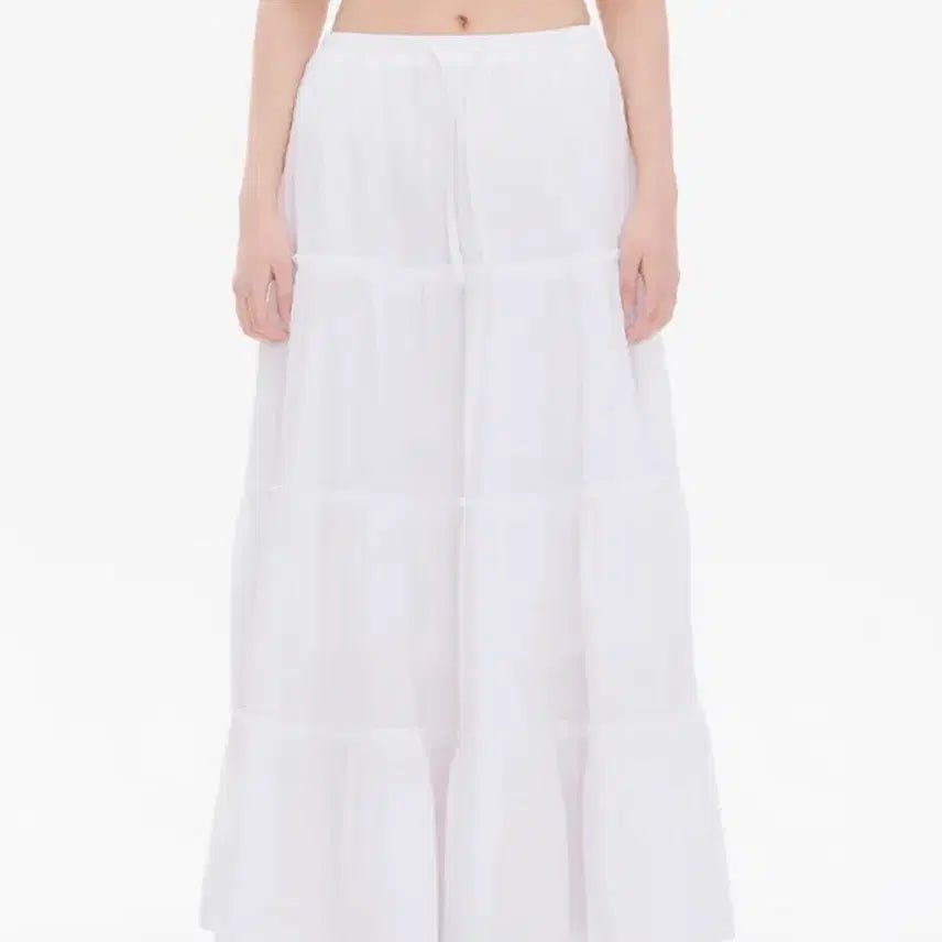 [BUNJANG] YOUHEE Maxi Frill Skirt White / YOUHEE 유희 맥시 프릴스커트 화이트