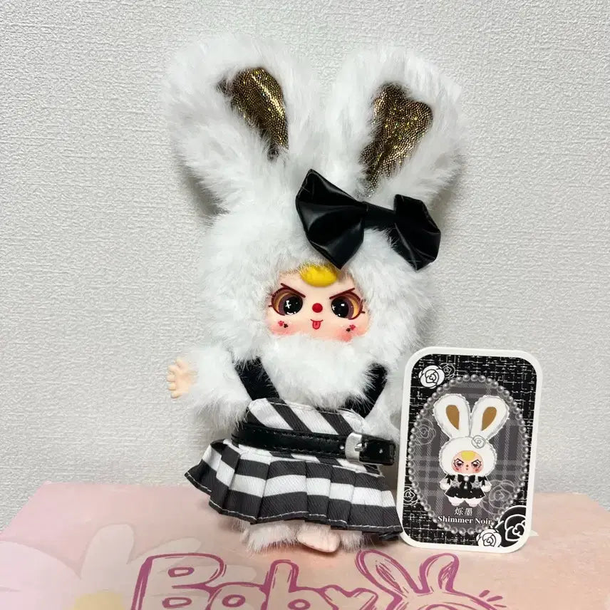 [BUNJANG] Babysle 50 Absolute Black &amp; White Rabbit Plush Keychain / 베이비쓰리 50 앱솔루트 흑과백 블랙앤화이트 베쓰 예쁜눈 토끼 인형 키링