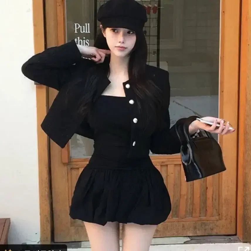 [BUNJANG] Padded Shirring Mini Dress with Inner Shorts / 패드탑셔링미니원피스