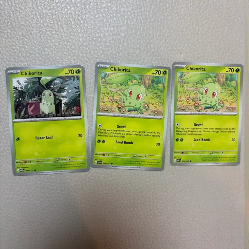 [BUNJANG] Pokemon Card Chikorita Bundle Set / 포켓몬 카드 치코리타 미판 3장 일괄