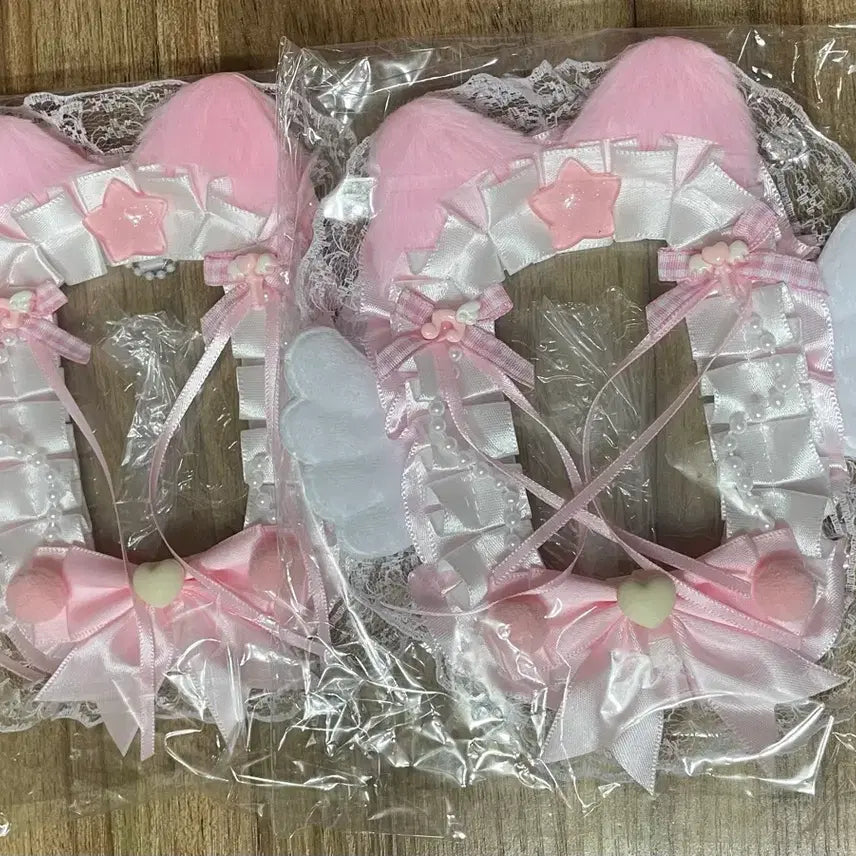[BUNJANG] Handmade Angel Wing Cat Ribbon Lace Top Loader Photocard Holder / 리본 레이스 탑꾸 포카홀더 탑로더 별 수제 천사 날개 고양이 핑크 분홍