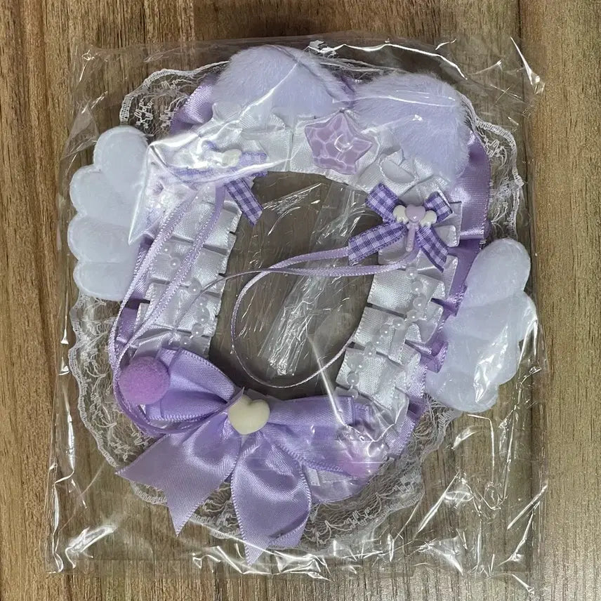 [BUNJANG] Handmade Angel Wing Cat Ribbon Lace Top Loader Photocard Holder / 리본 레이스 탑꾸 포카홀더 탑로더 별 수제 천사 날개 고양이 보라
