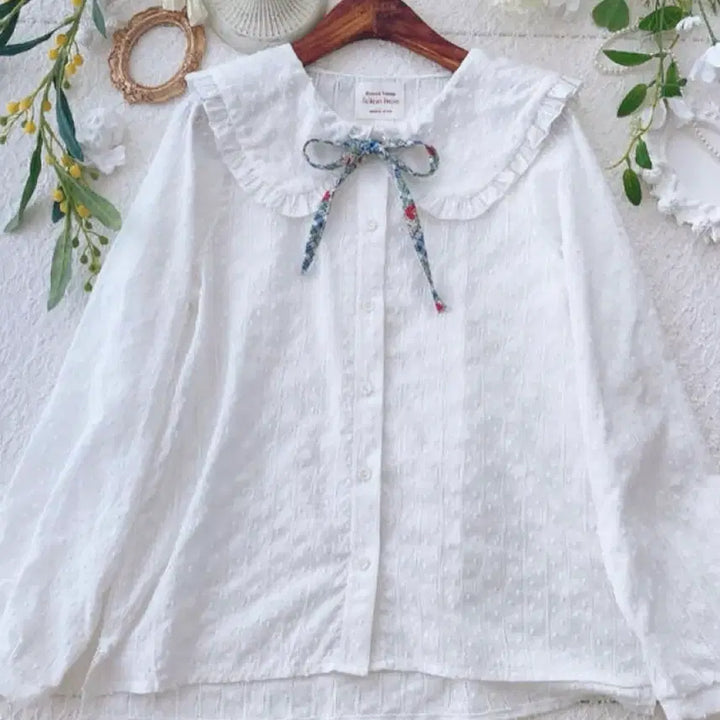 [BUNJANG] Strawberry Jam Project Water Drop Celadon Blouse / 딸기쨈프로젝트 물방울 세라 블라우스