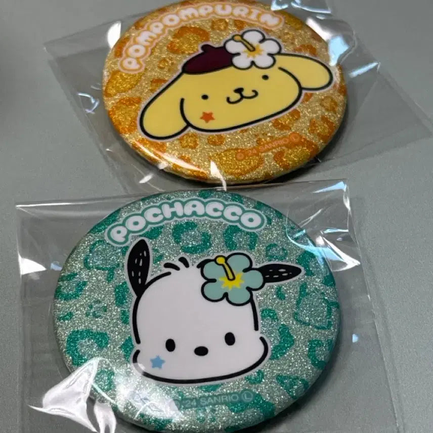 [BUNJANG] Pochacco &amp; Pompompurin Can Badge Bundle Set / 산리오) 포차 폼푸 캔뱃지 일괄