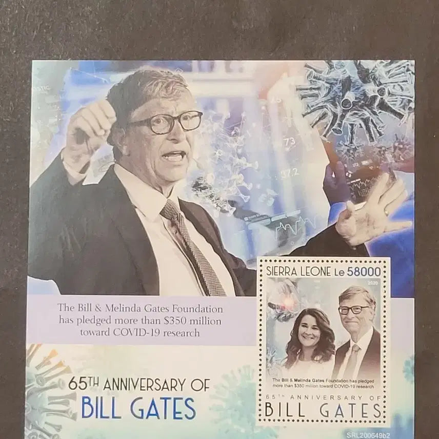 [BUNJANG] United States Bill Gates 65th Birthday Commemorative Stamp / 2020년 미국 마이크로소프트 창시자 빌게이츠65회탄신기념 우표65th