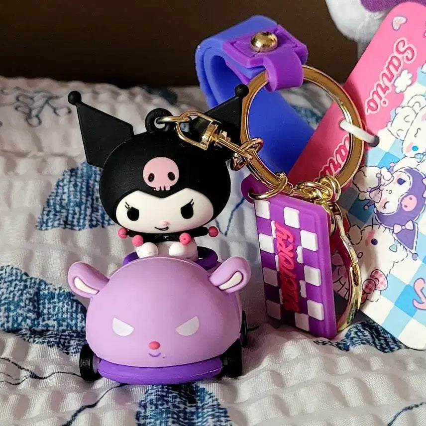 [BUNJANG] Sanrio Genuine Kuromi Rockstar Plush Doll + Mini Backpack Keyring Set / 산리오 정품 쿠로미 인형+미니백+키링 세트(새상품)