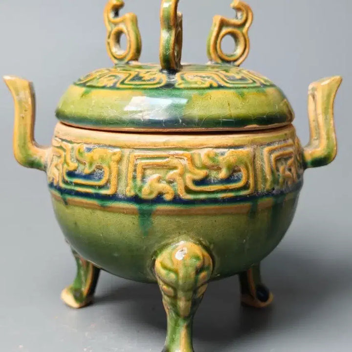 [BUNJANG] Song Dynasty Sancai Glazed Tripod Censer - Chinese Antique Porcelain Collectible / 송대 삼채유 고족정 도자기 향로 중국도자기 골동품 고미술품 수집품 도자기