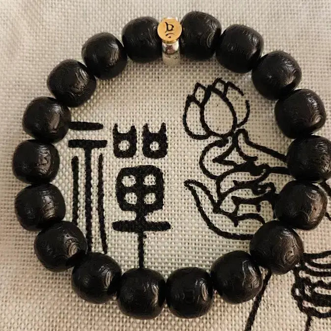 [BUNJANG] Ebony 6 Syllable Mantra Prayer Beads Bracelet 11mm / 자마이크 흑단 자광 자단 6자진언 염주 팔찌11mm