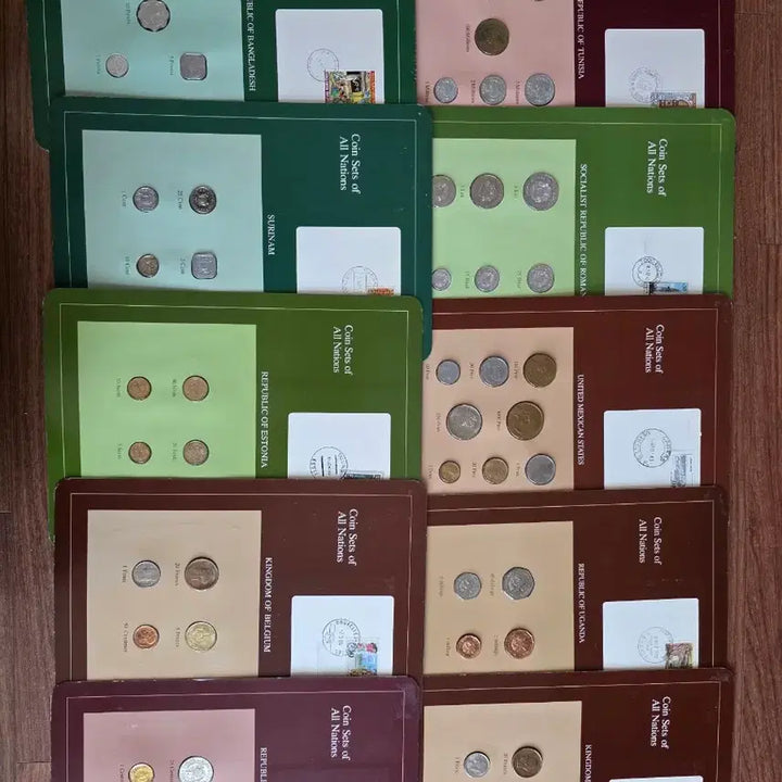 [BUNJANG] World Coin Set Collection - 10 Nations with Stamps / 세계 각국 주화세트 10장 일괄 / 우표 소인 포함