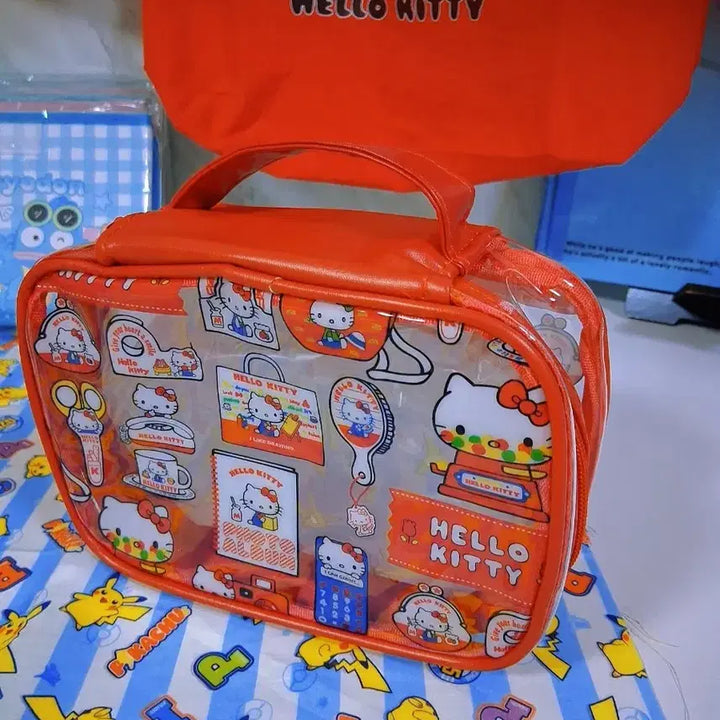 [BUNJANG] Hello Kitty Transparent Square Pouch / 헬로키티 투명 파우치 사각