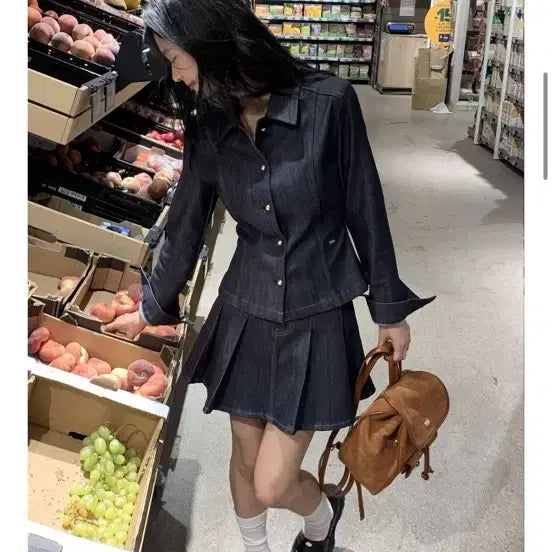 [BUNJANG] Merion Ender Denim Set (Jacket, Skirt) / 메리온 엔더 데님 셋업(자켓, 스커트)