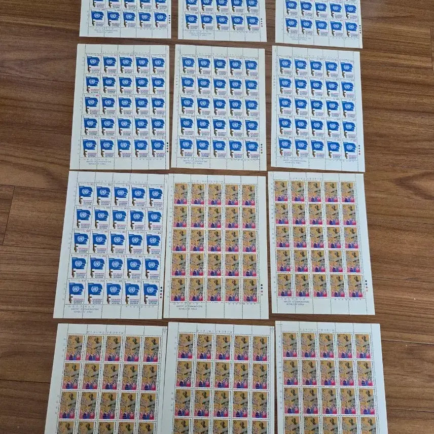 [BUNJANG] Korean Postage Stamp Sheets (1950-1980s) - 12 Sheets Bundle / 30원 우표 전지 12장 일괄로만팝니다