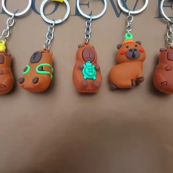 [BUNJANG] Capybara Keychain Set (5 Variants) Figure Gacha Miniatures / 카피바라 키링 5종 세트 열쇠고리 피규어 가챠 인형 미니어처